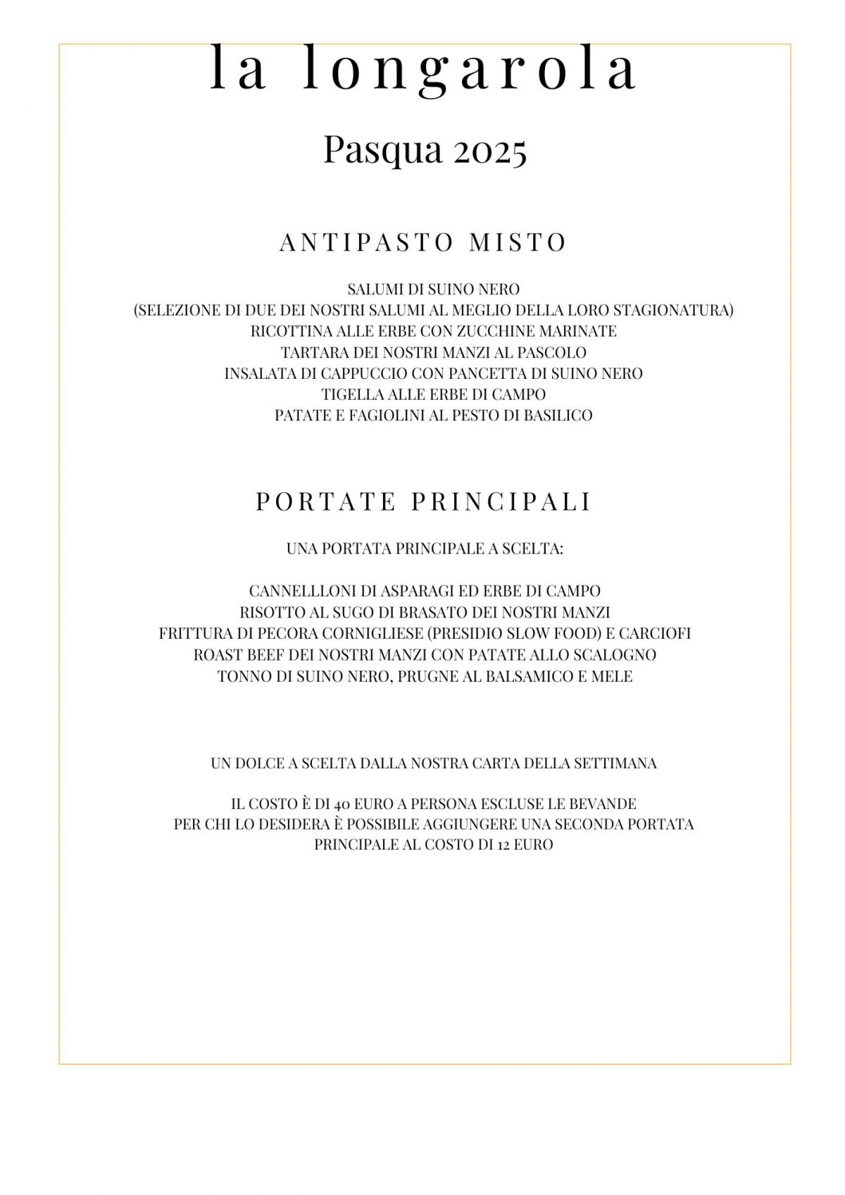 Pasqua 2025 alla Longarola
